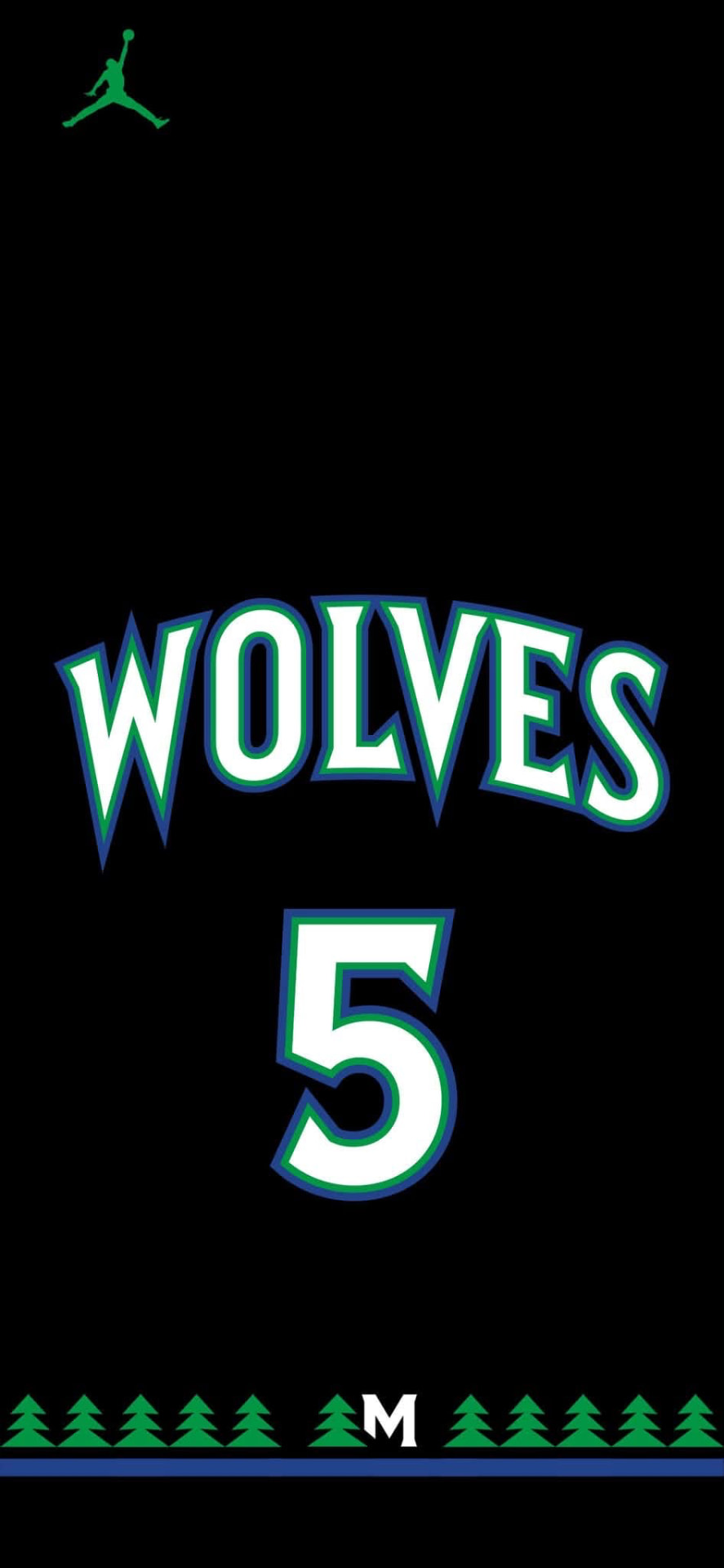 Black Wolves city edition jersey wallpaper with number 5 and pine tree trim