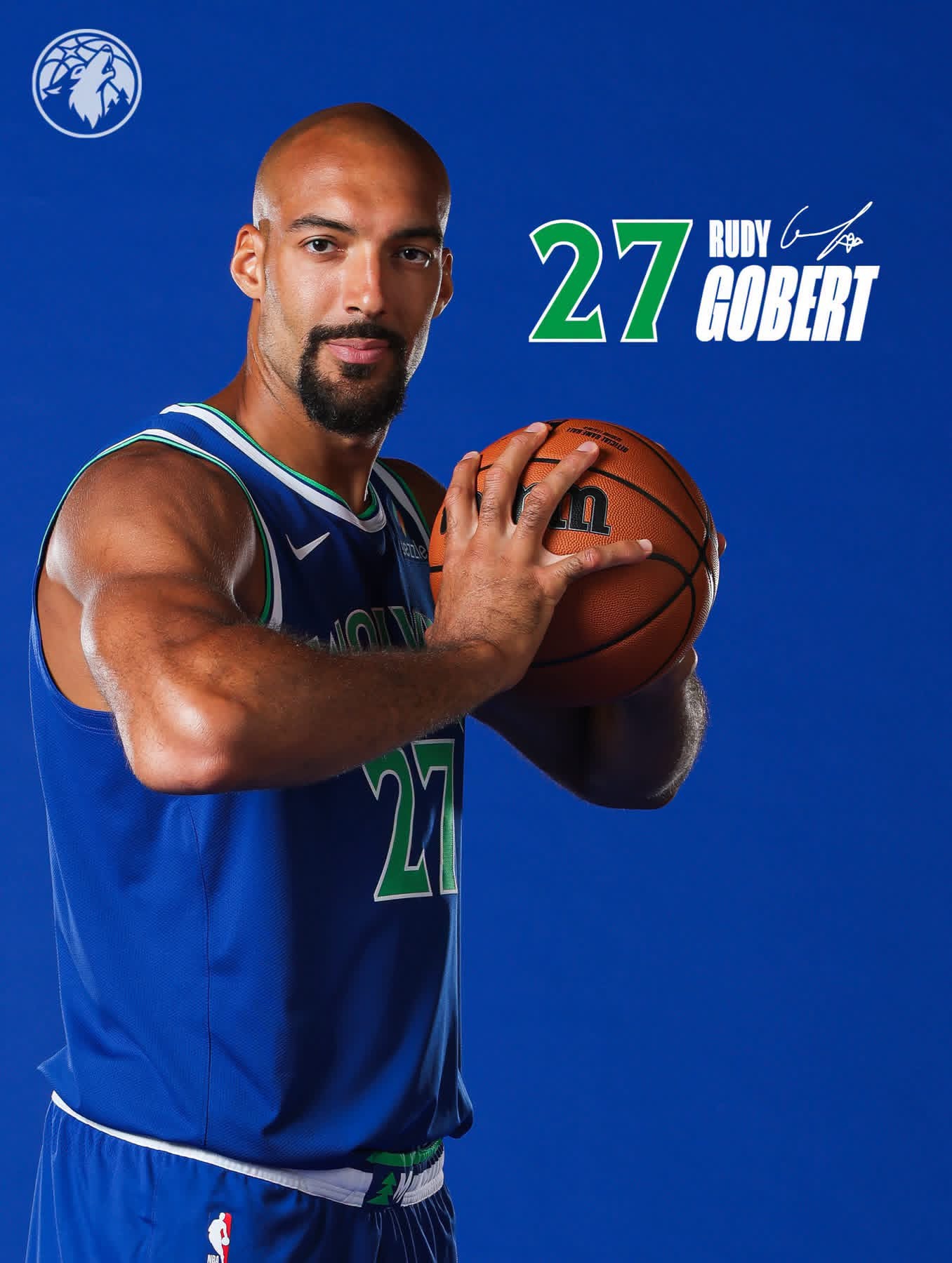 Rudy Gobert in a Timberwolves jersey — player portrait