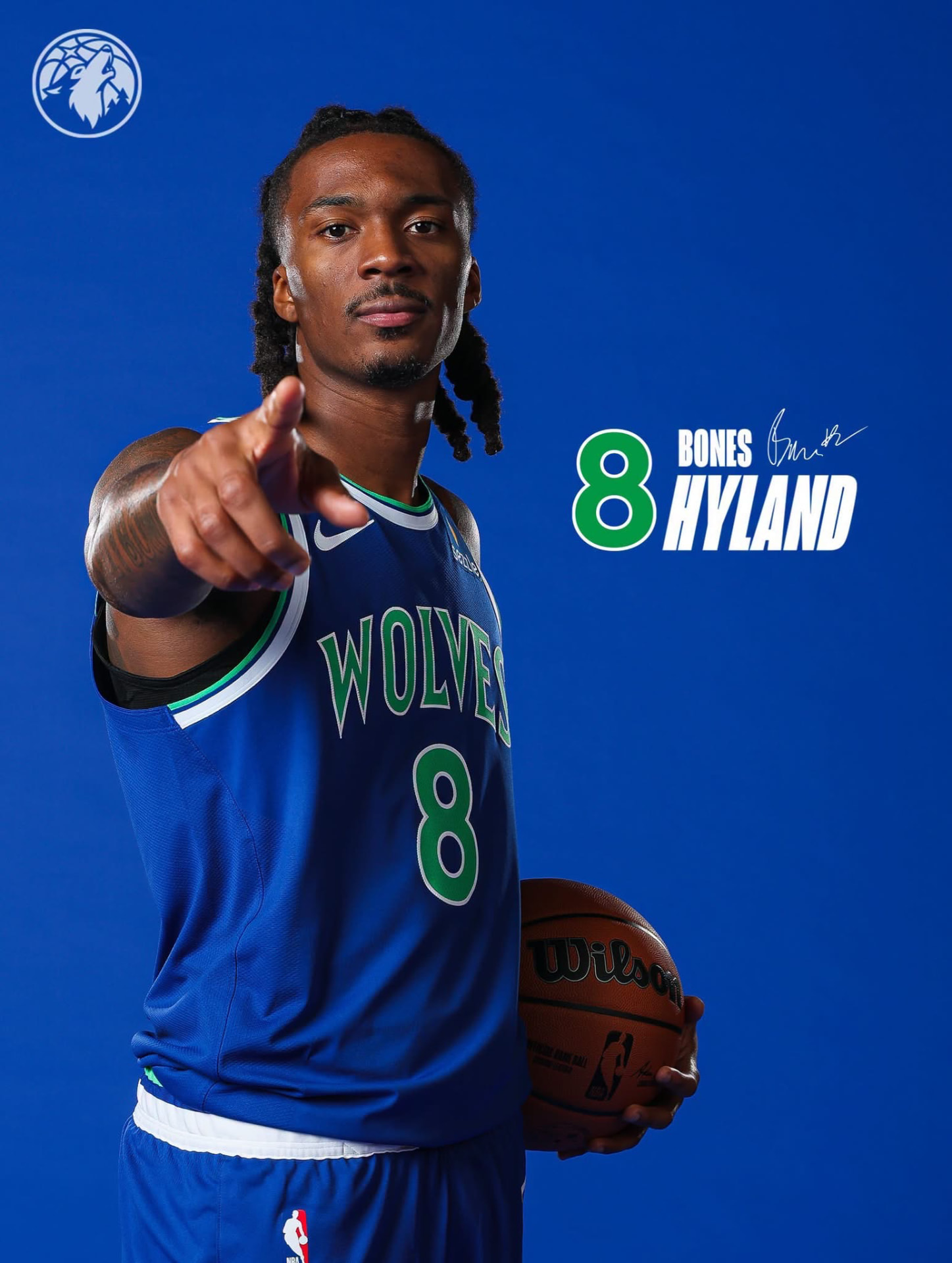 Bones Hyland in a Timberwolves jersey — player portrait