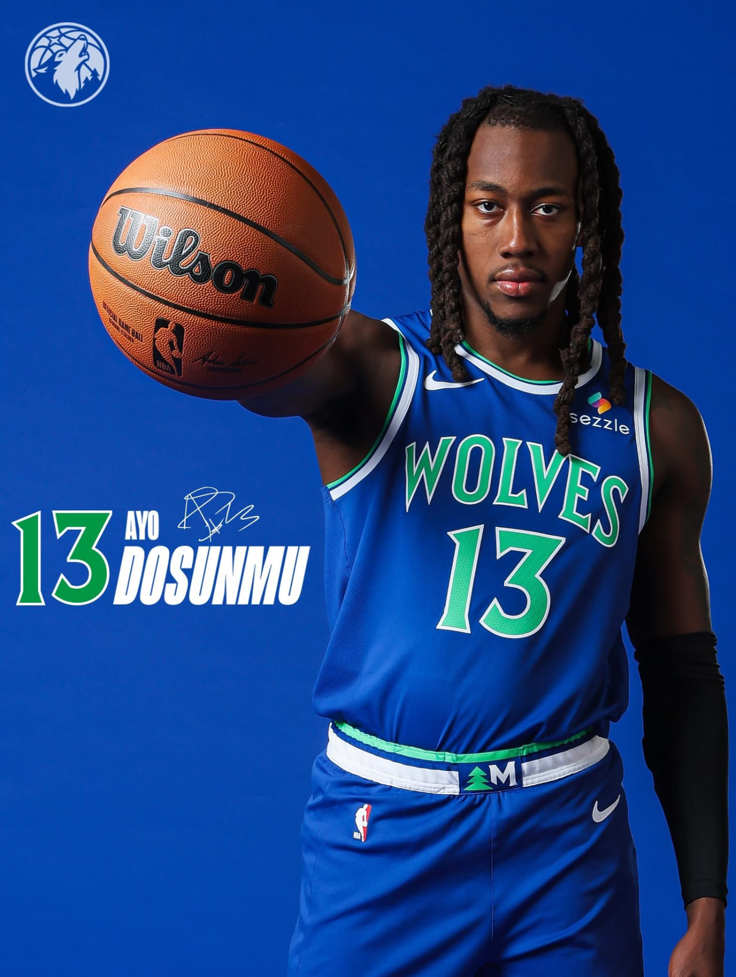 Ayo Dosunmu in a Timberwolves jersey — player portrait